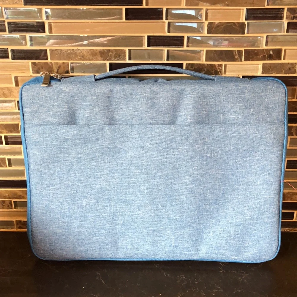 Chambray blue Laptop or tablet case with handle‎ 13” x 9”